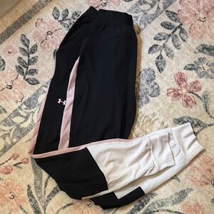 Under Armour Black and Light Pink Track Pants